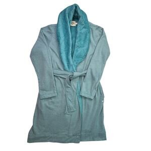 UGG Australia Teal Striped Plush Lined Shawl Collar Robe Women's Large